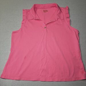 Lilly Pulitzer ruffled hot pink polo tank top is from the athletic line Size XL